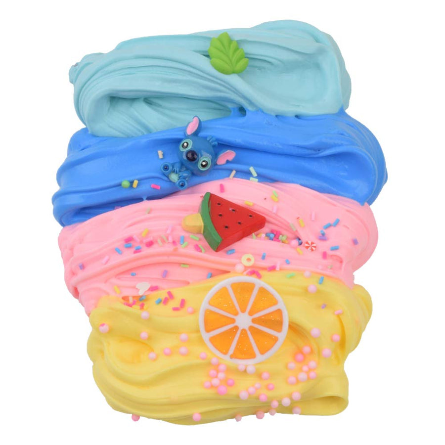 Magictoy 4 Pack Butter Slime,Yellow Lemon,Blue Stitch,Pink Watermelon and Mint Green Slime,Super Soft and Non-Sticky, Party Favors for Boys and Girls