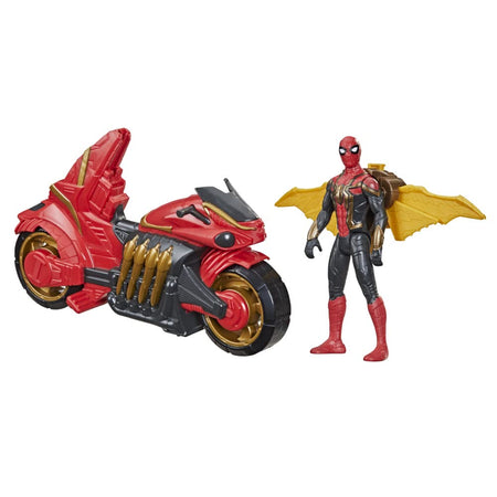 Spider-Man Marvel 6-Inch Jet Web Cycle Vehicle and Detachable Action Figure Toy with Wings, Movie-Inspired, for Kids Ages 4 and Up