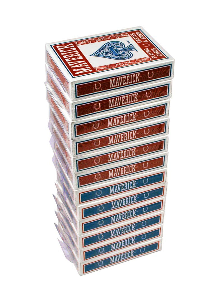 Maverick Standard Playing Cards 12 Pack, Poker Size Standard Index, 12 Decks of Cards (6 Blue and 6 Red), Blackjack, Euchre, Canasta, Pinochle Card Game
