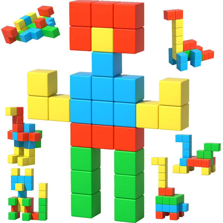 Magnetic Blocks, 28 Pieces 1.34 inch Large Magnetic Building Blocks, 3D Magnetic Cubes for Kids, Preschool Educational Construction Kit, Sensory Montessori Toys Kids Blocks for Boys Girls Toddlers