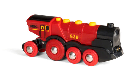 BRIO World 33592 Mighty Red Action Locomotive | Battery Operated Toy Train With Light and Sound Effects for Kids Age 3 and Up