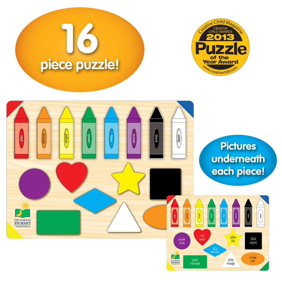The Learning Journey: Lift & Learn Puzzle Colors & Shapes – Preschool Toys & Activities for Children Ages 3 and Up – Award Winning Educational Toy