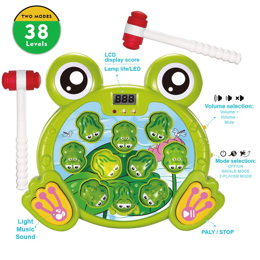 YEEBAY Interactive Whack A Frog Game, Learning, Active, Early Developmental Toy, Fun Gift for Age 3, 4, 5, 6, 7, 8 Years Old Kids, Boys, Girls,2 Hammers Included