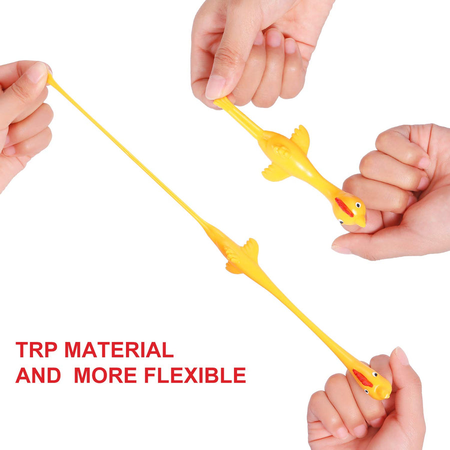 Sumind 16 Pack Slingshot Chicken Rubber Chicken Flick Chicken Flying Chicken Flingers Stretchy Funny Christmas, Easter Chicks Party Activity for Children (Yellow)