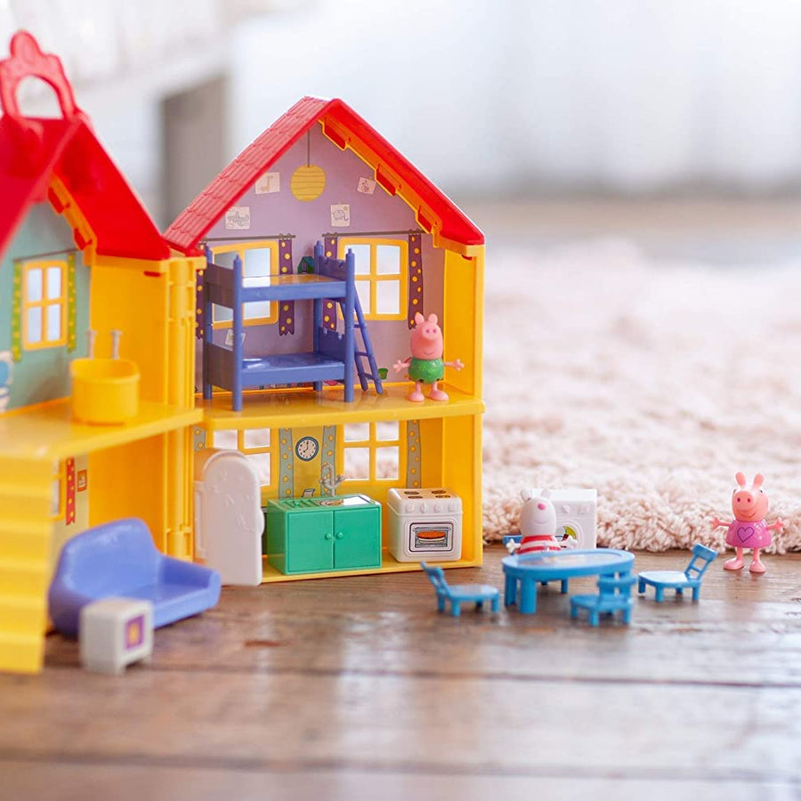 Peppa Pig's House Playset, 17 Pieces - Includes Foldable House Case, Character Figures & Room Accessories - Toy Gift for Kids - Ages 2+