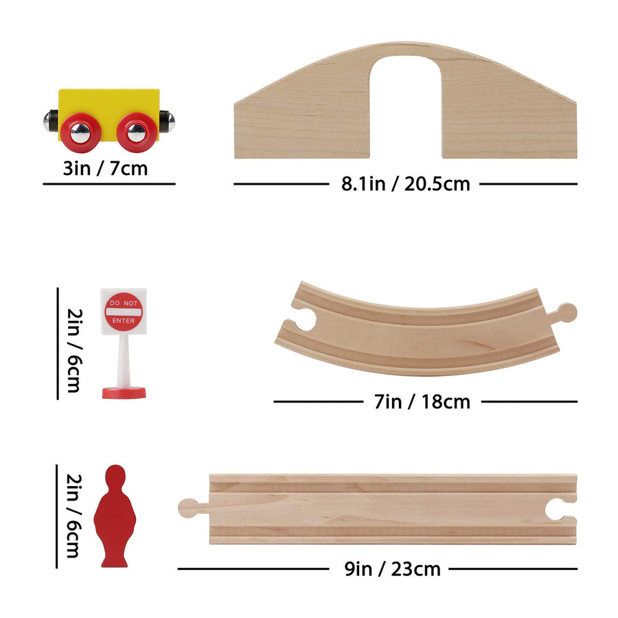 SainSmart Jr. Wooden Train Set for Toddler with Double-Side Train Tracks Fits Brio, Thomas, Melissa and Doug, Kids Wood Toy Train for 3,4,5 Year old Boys and Girls