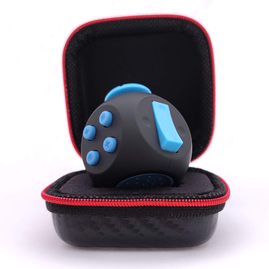 PILPOC theFube Fidget Cube - Premium Quality Fidget Cube with Exclusive Protective Case, Stress Cube, Stress Relieve Toy, Reduce Anxiety, for ADHD, OCD, Autism (Black & Light Blue)