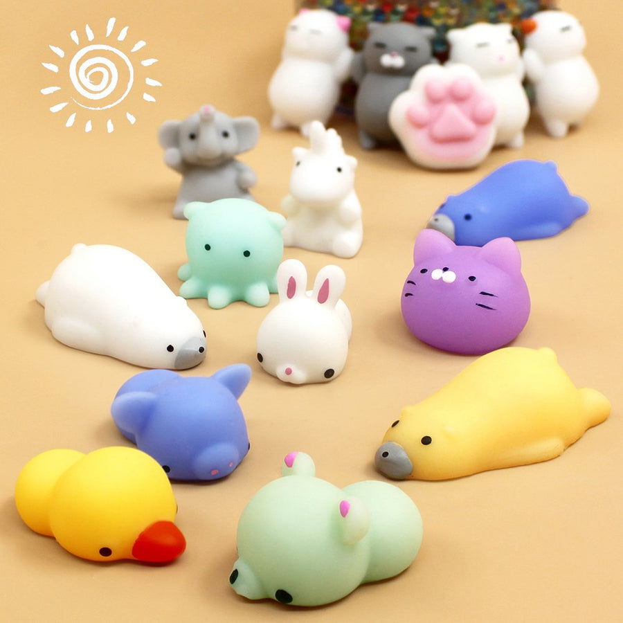 Calans Mochi Squishy Toys, 30 Pcs Mini Squishy Party Favors for kids Animal Squishies Stress Relief Toys Cat Panda Unicorn Squishy Squeeze Toys Kawaii Squishies Birthday Gifts for Boys & Girls Random