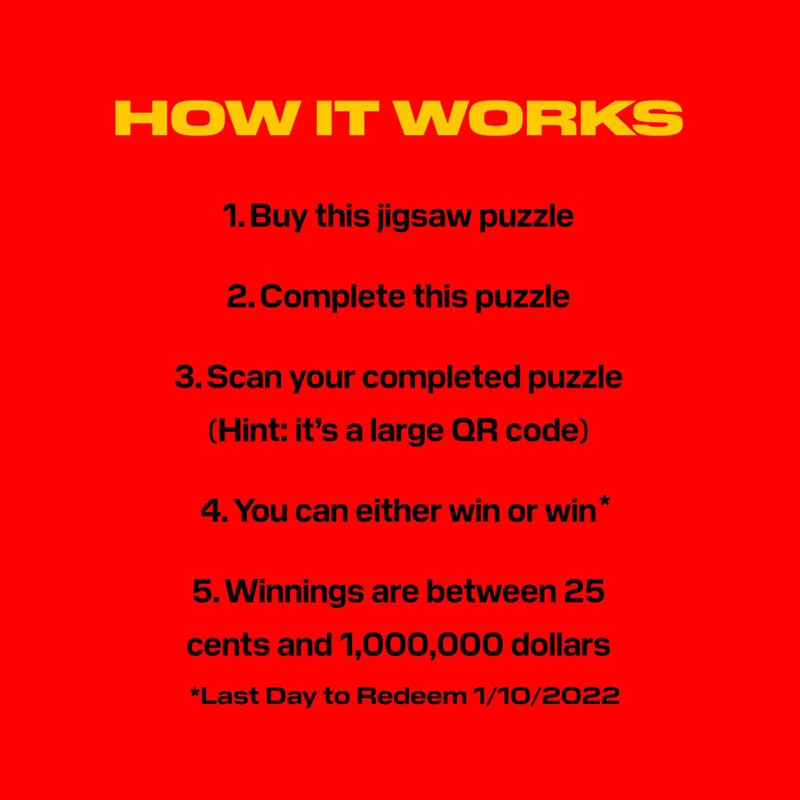 THE ONE MILLION DOLLAR PUZZLE by MSCHF - 500 Piece Jigsaw Puzzle for Adults, Everyone is a Winner from $0.25 to $1 Million Dollars, Great Gift, Fun Family Activity