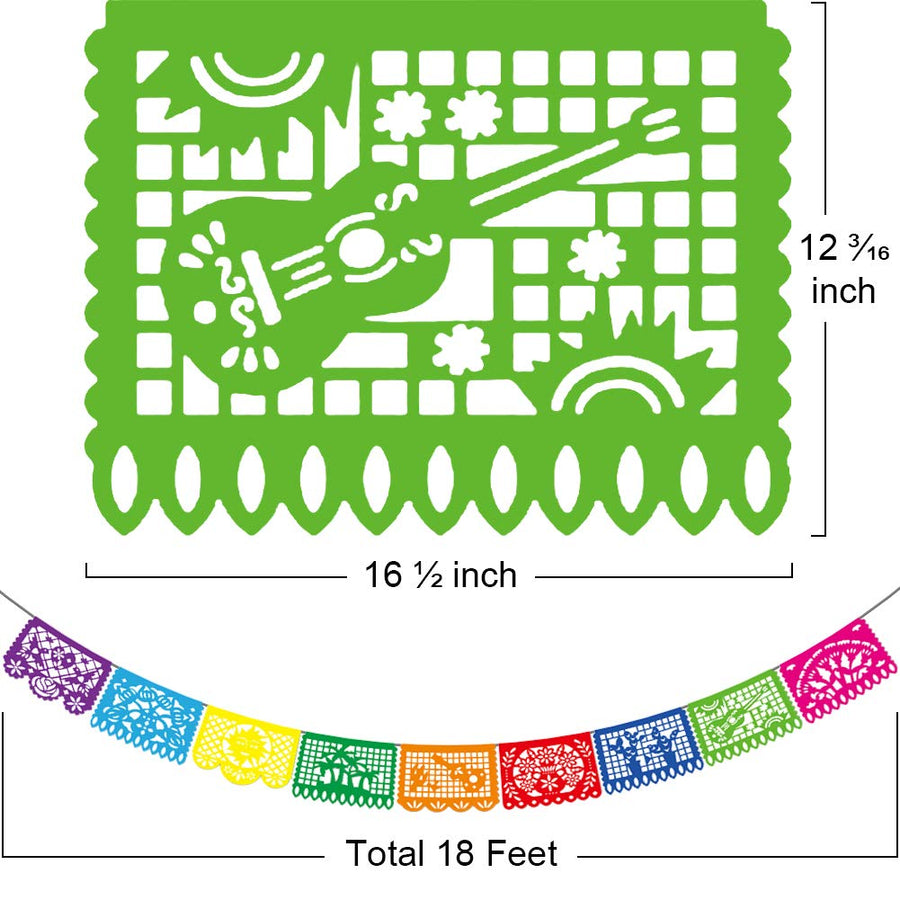 Mexican Party Banners - 5 Packs Fiesta Mexican Party Dia De Los Muertos Day of the Dead Altar de Ofrendas Halloween Decoration Cino de Mayo Mexicano Party Supplies Papel Picado Banner -90 Ft/5 Design