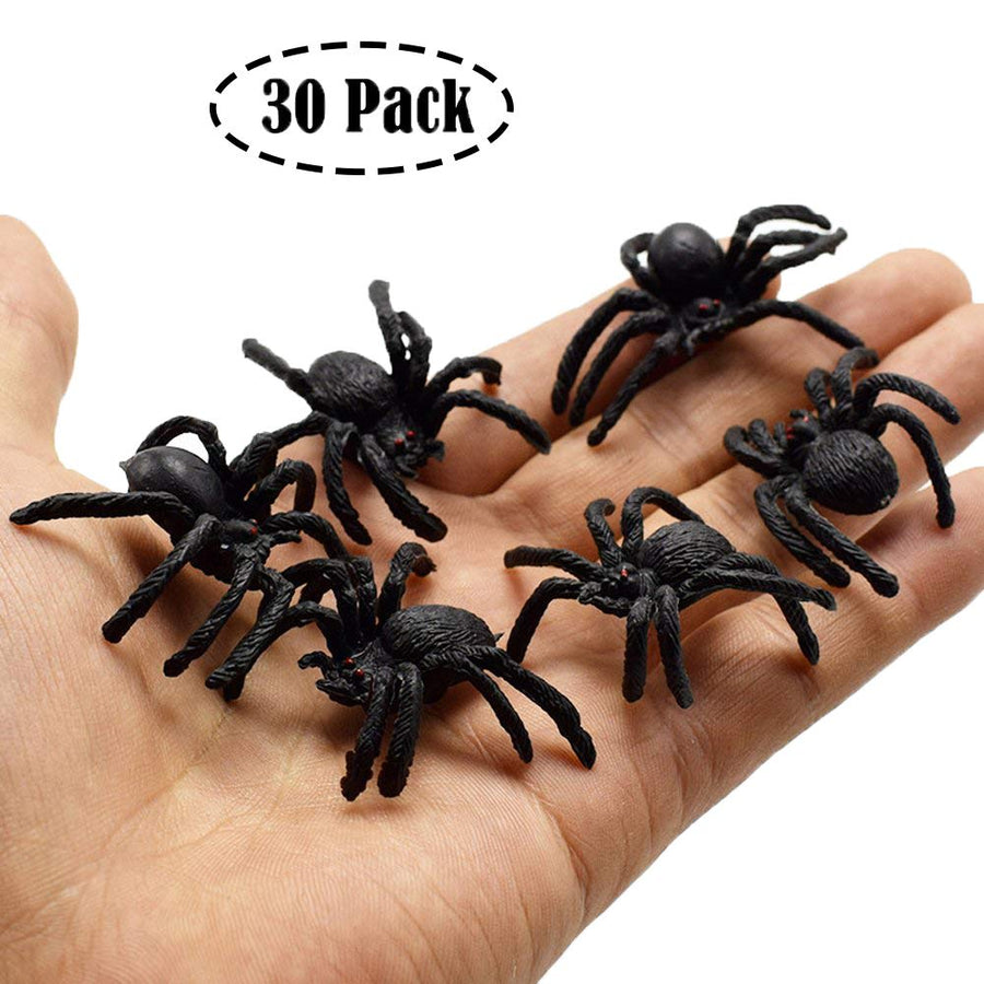 Muzboo Realistic Plastic Spider Toys,Halloween Prank Props,Small Size funny Halloween Decorations 30pcs