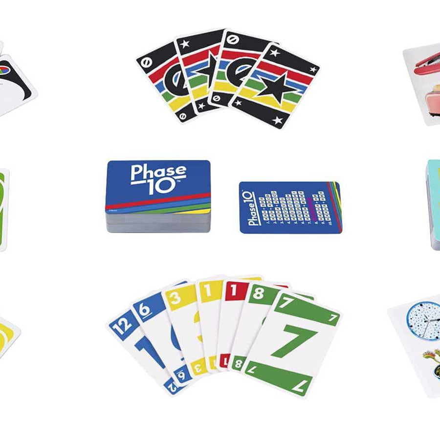 Mattel UNO, Phase 10 and Pic Flip Bundle Tin, 3 Card Games for Players 7 Year Olds & Up, Decorative Storage Tin, Gift for Kid, Family & Adult Game Night 7 Years & Older