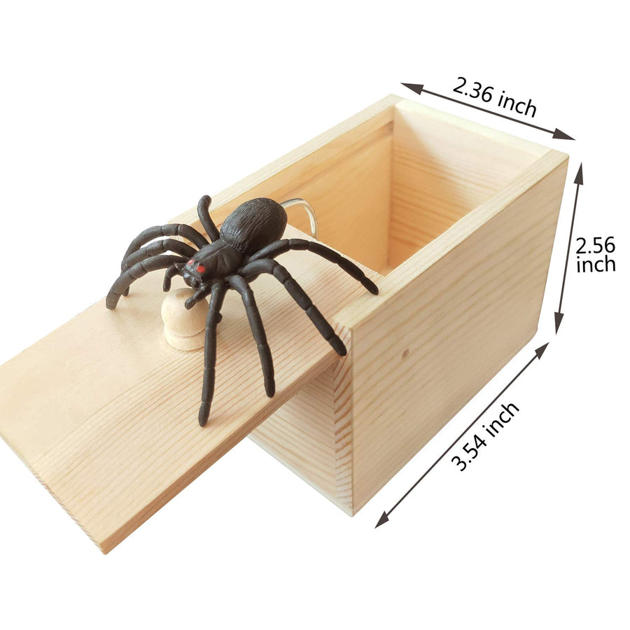 PARNIXS Rubber Spider Prank Box,Handcrafted Wooden Surprise Box Prank, Spider Money Surprise Box Fun Practical Surprise Joke Boxes
