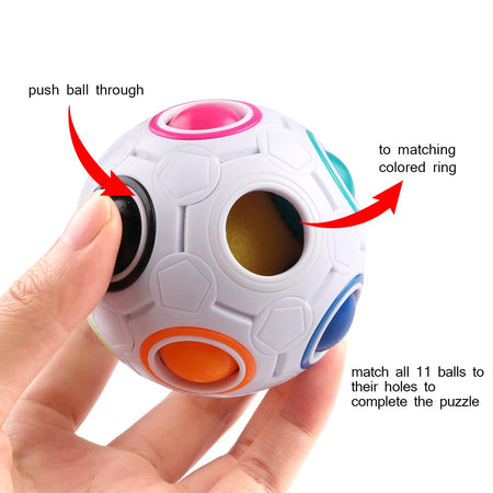 Coogam Rainbow Puzzle Ball Pack with Pouch Color-Matching Game Fidget Toy Stress Reliever Magic Ball Brain Teaser for Kids and Adults, Children, Boy, Girl Holiday Set of 2