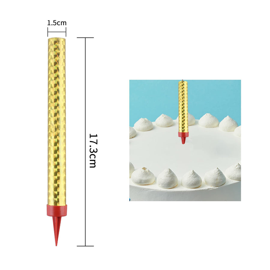 ZBRO Smokeless Birthday Candles for Anniversaries Wedding Graduations Cakes-6 pcs Gold Decoration Candls,Indoor/Outdoor for Fun