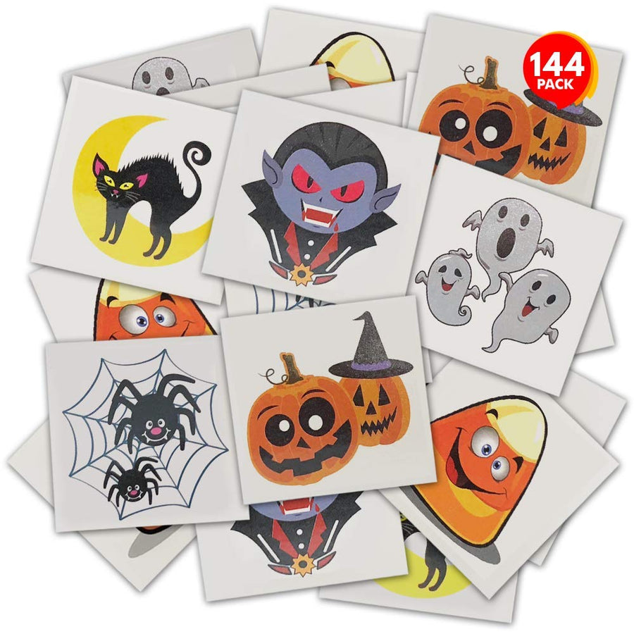 ArtCreativity Halloween Temporary Tattoos for Kids - Pack of 144 - 2 Inch Non-Toxic Tats Stickers for Boys and Girls, Best for Halloween Party Favors, Treats, Décor, Goodie Bags - 6 Assorted Designs - Designs may vary