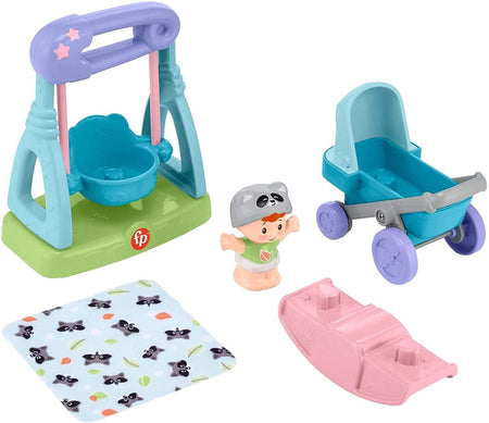 Fisher-Price Little People Swing & Stroll Babies Play Set with Figure and Pretend Outdoor Toys for Toddlers and Preschool Kids