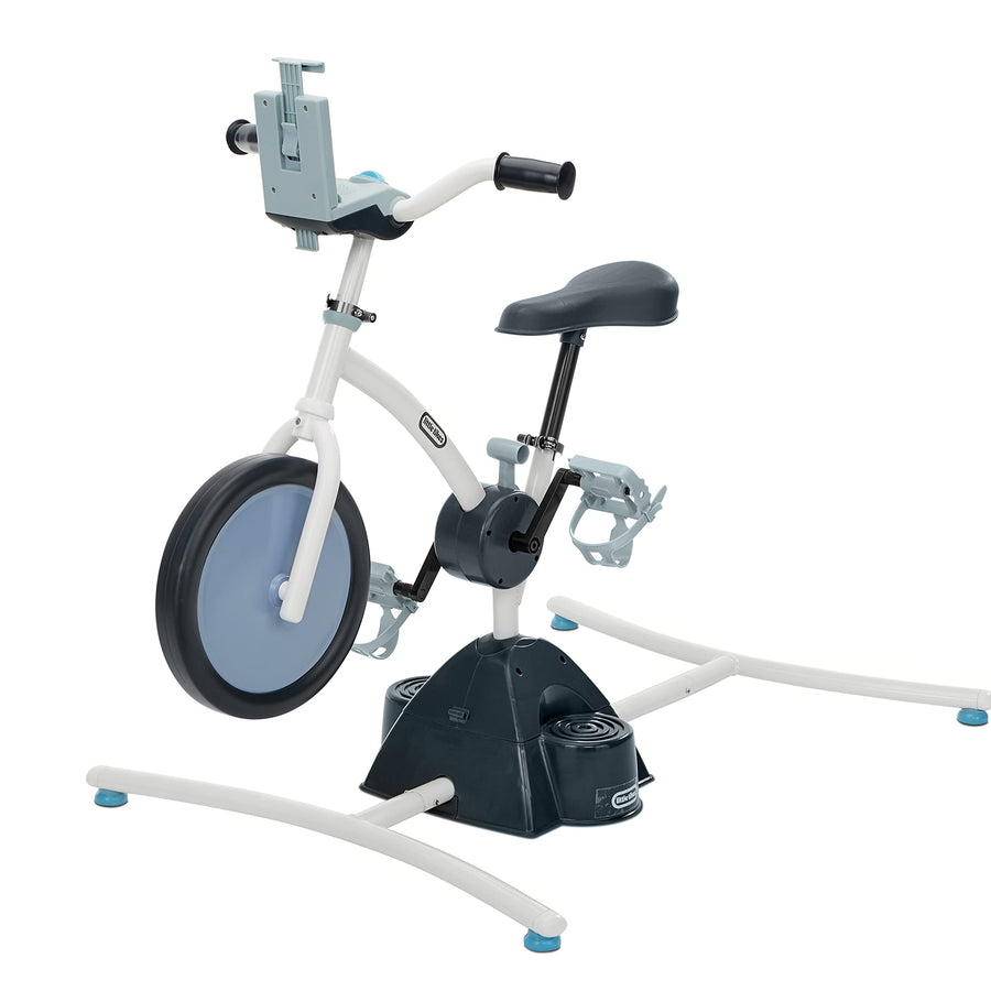 Little Tikes Pelican Explore & Fit Cycle Fun Adjustable Fitness Exercise Equipment for Kids Stationary Bike w Videos, Built-in Bluetooth Speaker- Gifts for Kid, Toys for Boys Girls Ages 3-7 Year Old
