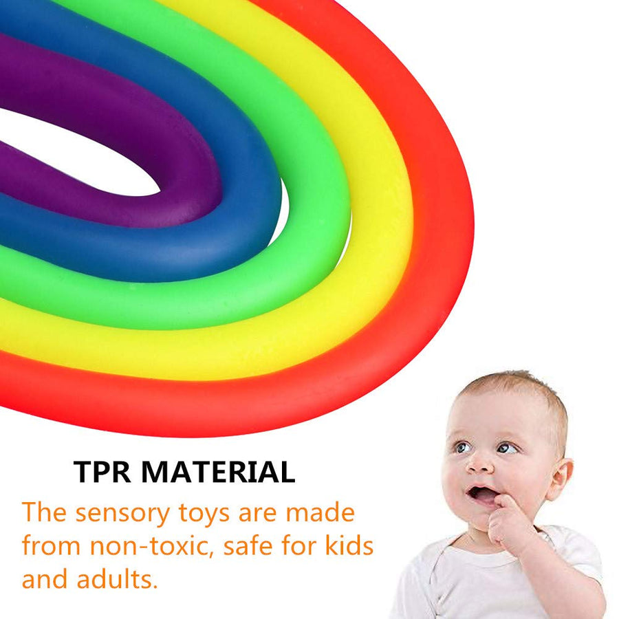 MOJELO 12 Pack Stretchy String Fidgets Sensory Toys Build Resistance Squeeze Strengthen Arms, Monkey Noodle Stress Reliever Toy for Kids with ADD, ADHD or Autism, and Adults to Increase Focus Patience