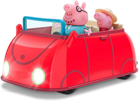 Peppa Pig Lights & Sounds Family Fun Car Vehicle Playset, 3 Pieces - Includes Interactive Red Car with Peppa and Daddy Pig Figures - Toy Gift for Kids - Ages 2+