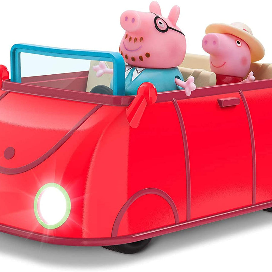 Peppa Pig Lights & Sounds Family Fun Car Vehicle Playset, 3 Pieces - Includes Interactive Red Car with Peppa and Daddy Pig Figures - Toy Gift for Kids - Ages 2+