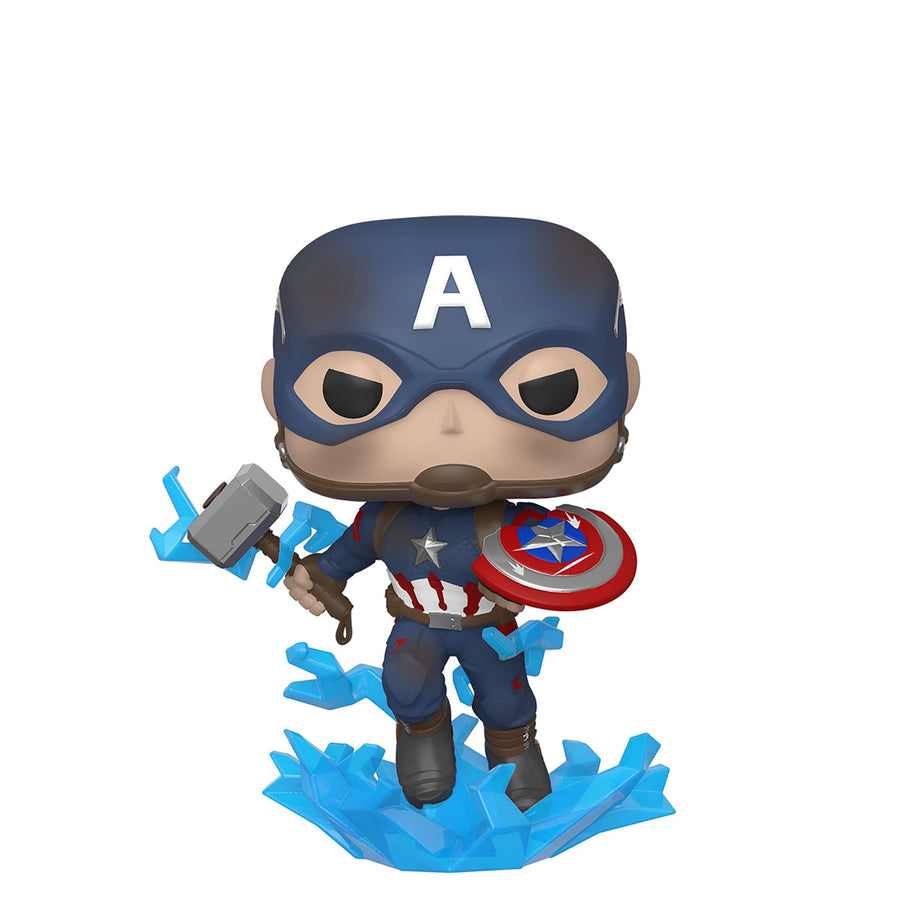 Funko Pop! Marvel: Avengers Endgame - Captain America with Broken Shield & Mjoinir,Multicolor,3.75 inches