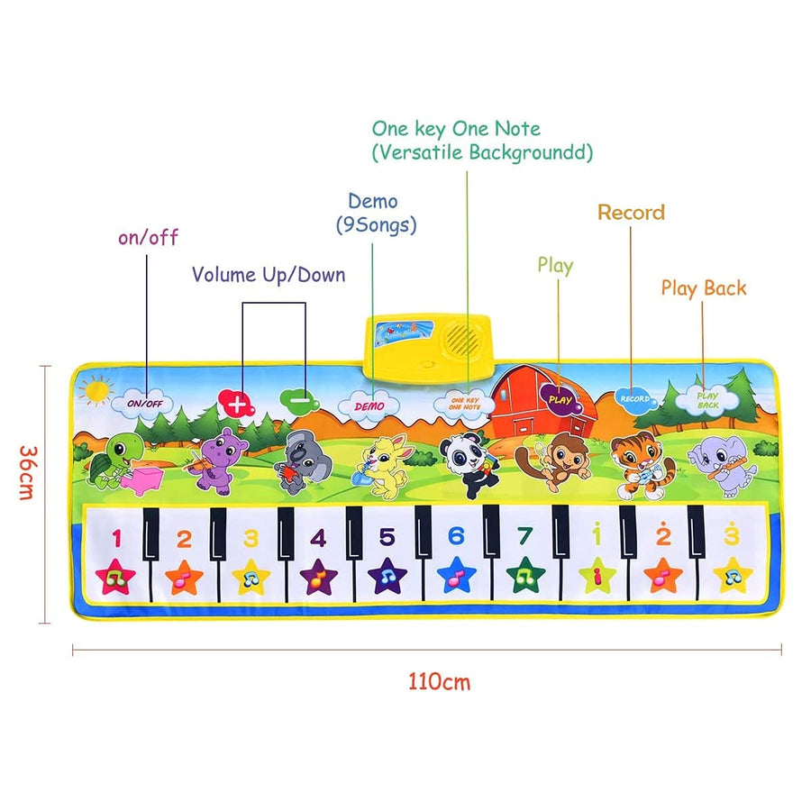 EXTSUD Piano Mat, Musical Keyboard Playmat Electronic Music Play Blanket Dance Mat Early Educational Toys for Boys Girls Birthday Xmas Gifts for Kids