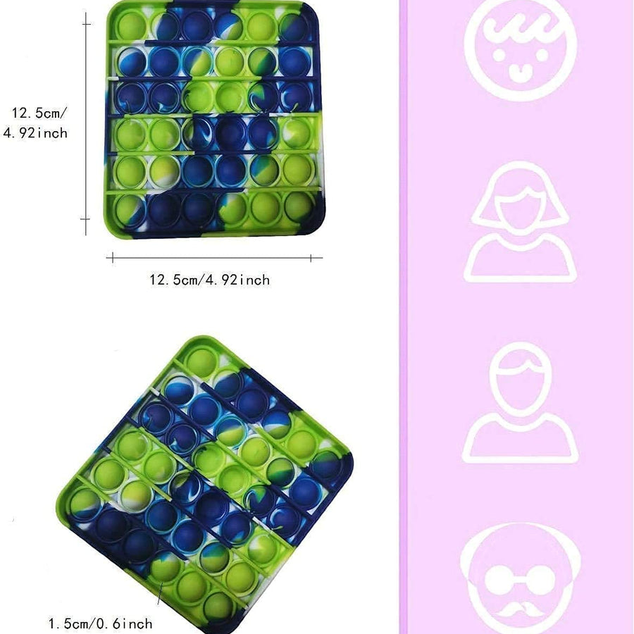 ZNNCO 3PCS Silicone Tie-dye Push pop Bubble Fidget Toy, Autism Special Needs Stress Reliever, Squeeze Sensory Tools to Relieve Emotional Stress for Kids Adults (Square)