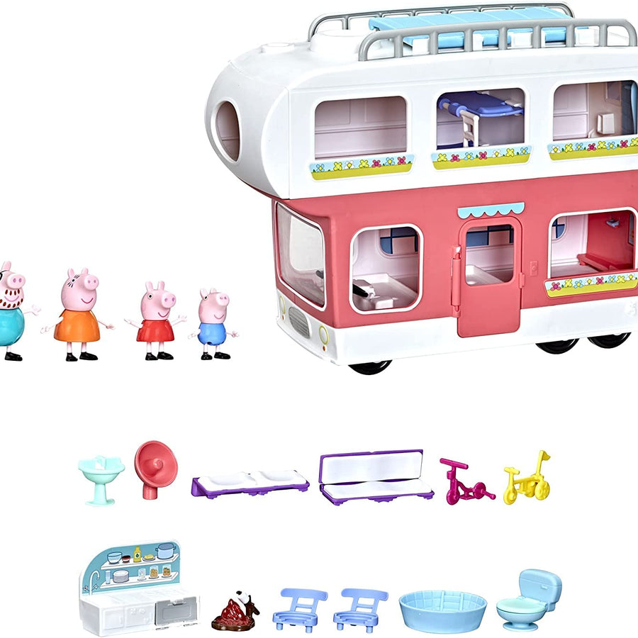 Peppa Pig Peppa’s Adventures Peppa’s Family Motorhome Preschool Toy, Vehicle to RV Playset, Plays Sounds and Music, Ages 3 and up