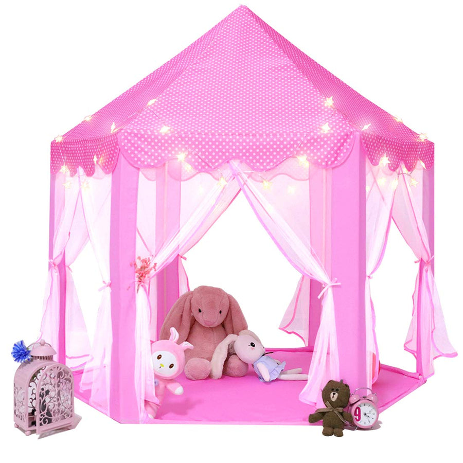 Monobeach Princess Tent Girls Large Playhouse Kids Castle Play Tent with Star Lights Toy for Children Indoor and Outdoor Games, 55'' x 53'' (DxH)