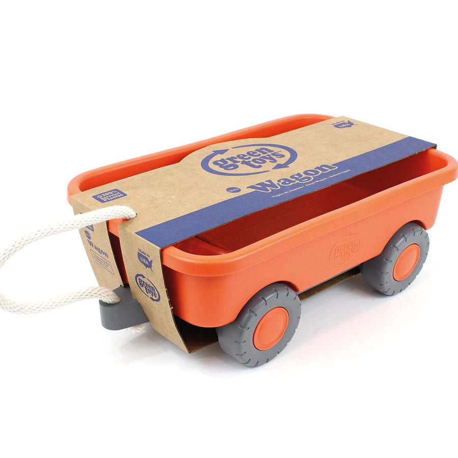 Green Toys Wagon, Orange - Pretend Play, Motor Skills, Kids Outdoor Toy Vehicle. No BPA, phthalates, PVC. Dishwasher Safe, Recycled Plastic, Made in USA.