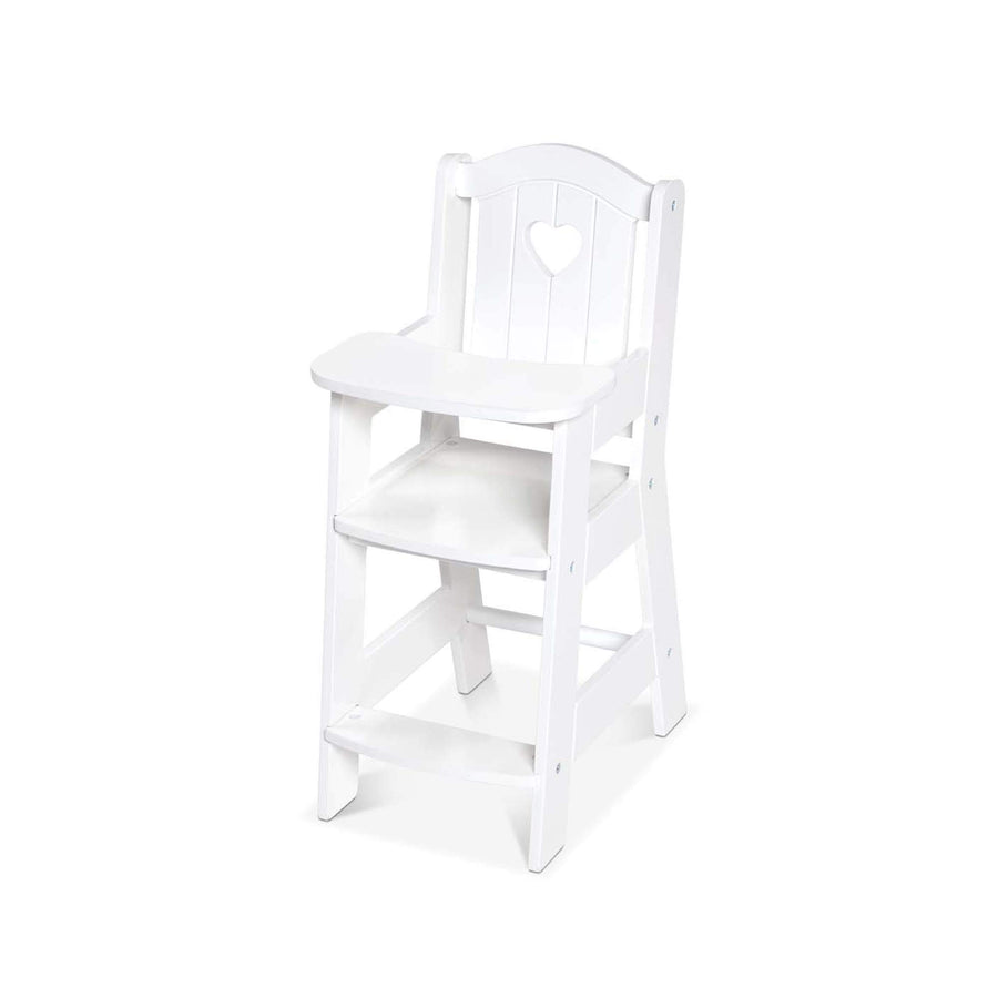 Melissa & Doug Mine to Love Wooden Play High Chair for Dolls,-Stuffed Animals - White (18”H x 8”W x 11”D Assembled)