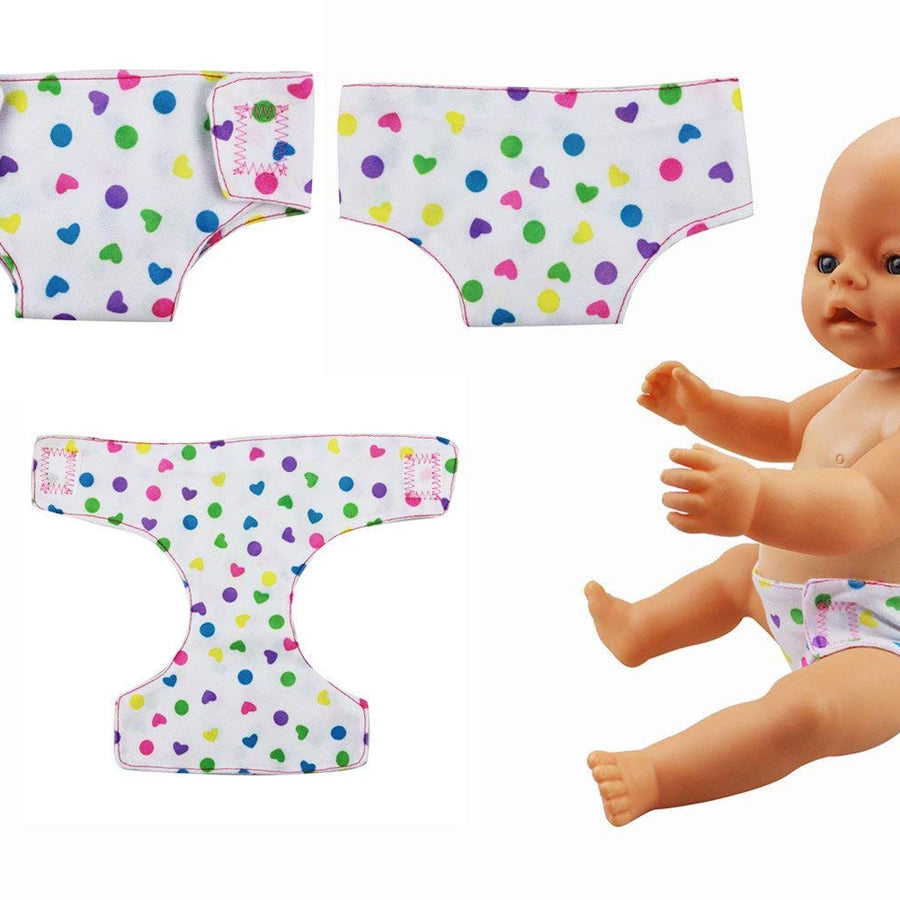 DC-BEAUTIFUL 4 Pack Baby Diapers Doll Underwear for 14-18 Inch Baby Dolls, American Girl Doll