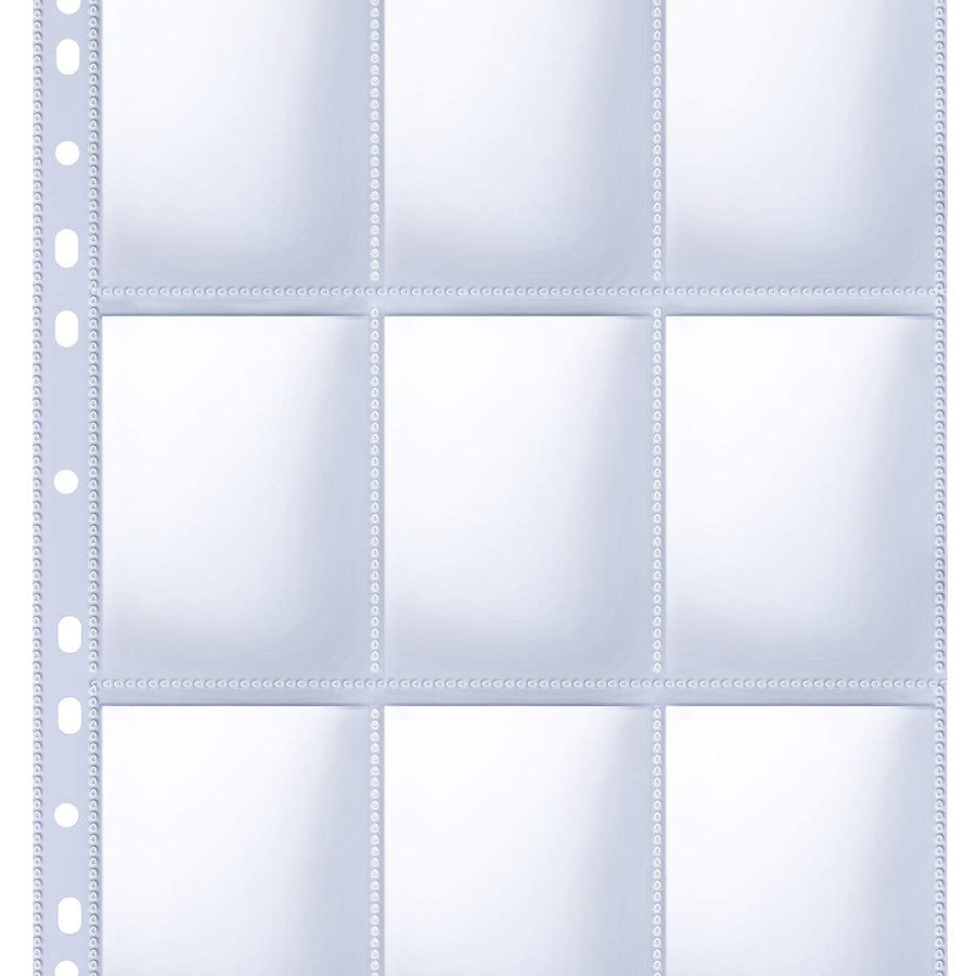 HERKKA Trading Card Sleeve Pages, 100 Pack 9 Pocket Trading Card Storage Album Pages 11 Holes Fit 3 Ring Binder