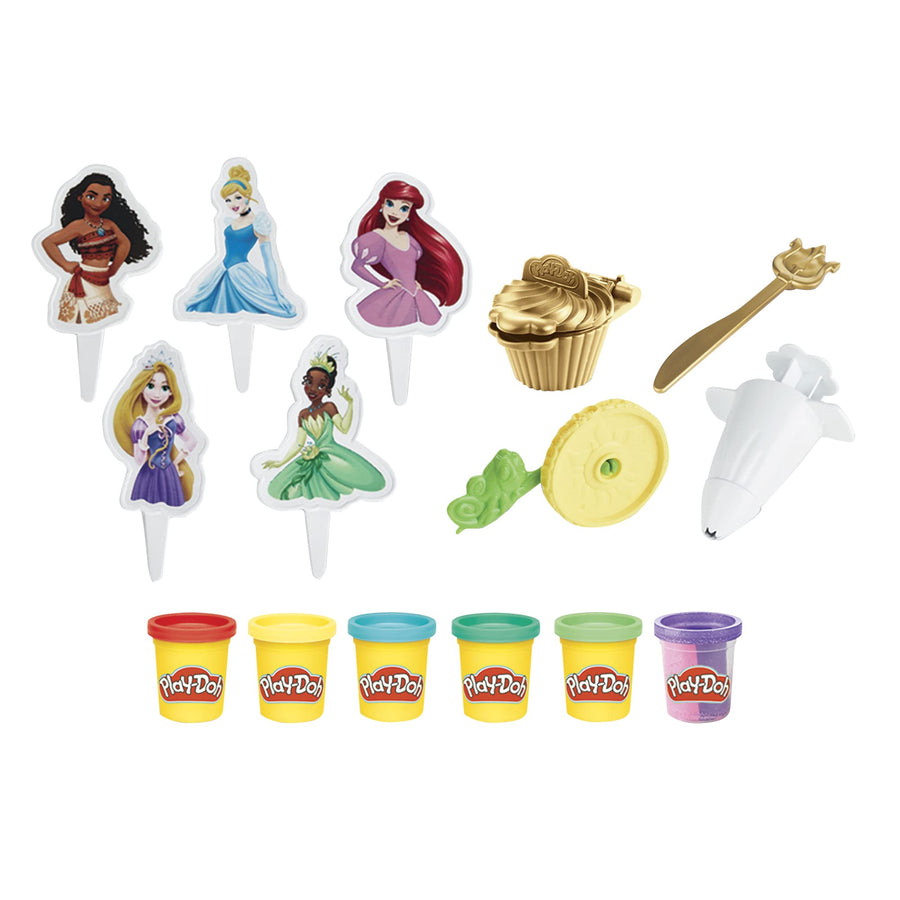 Play-Doh Disney Princess Cupcakes Playset Arts and Crafts Toy for Kids 3 Years and Up with 6 Non-Toxic Cans Including Dual Sparkle