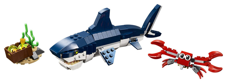 LEGO Creator 3in1 Deep Sea Creatures 31088 Make a Shark, Squid, Angler Fish, and Crab with This Sea Animal Toy Building Kit (230 Pieces)