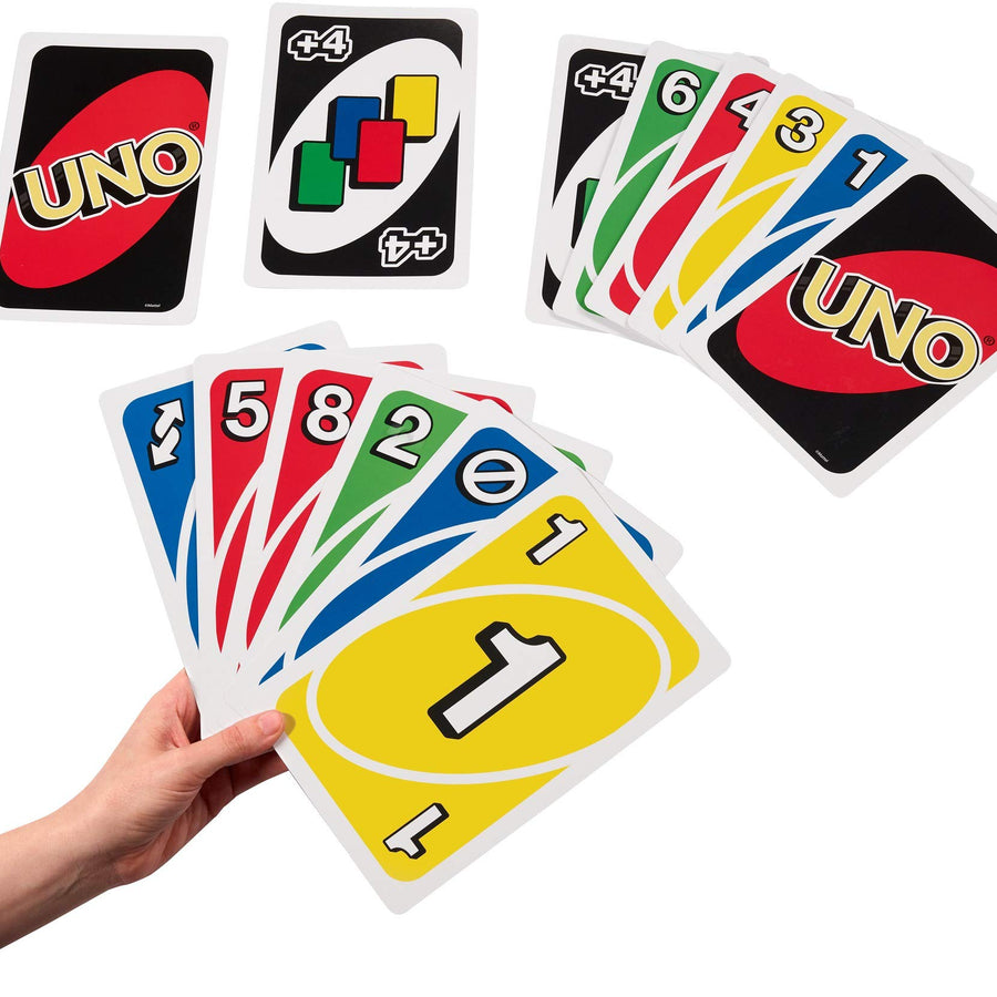 Mattel Giant UNO Family Card Game with 108 Oversized Cards and Instructions, Great Gift for Kids Ages 7 Years and Older