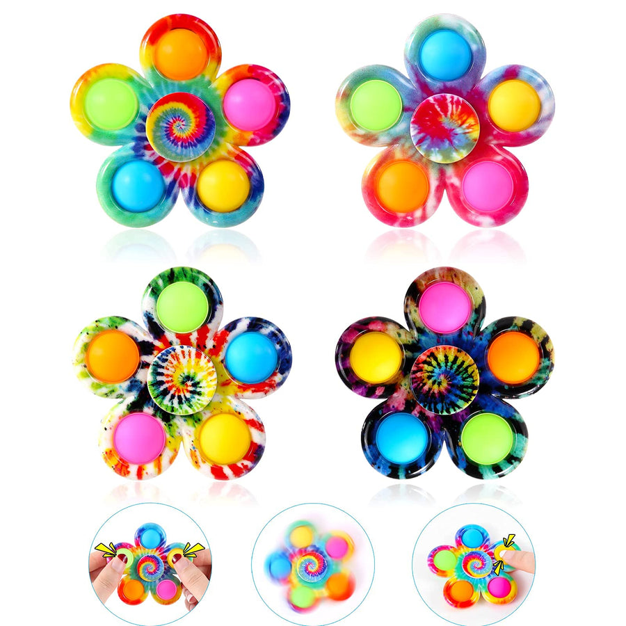 GOHEYI Pop Fidget Spinner Toys 4 Pack, Party Favor Pop Fidget Toy Bulk Pack, Pop Bubble Sensory Toys Set for Kids, Simple Pop Fidget Spinners ADHD Stress Relief Hand Pop Spinners Christmas Halloween