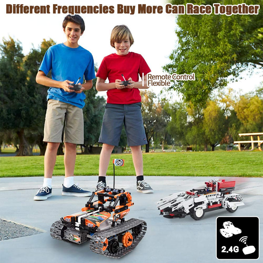 3-in-1 STEM Remote Control Building Kits-Tracked Car/Robot/Tank, 2.4Ghz Rechargeable RC Racer Toy Set Gift for 8-12,14 Year Old Boys and Girls, Best Engineering Science Learning Kit for Kids (392pcs)
