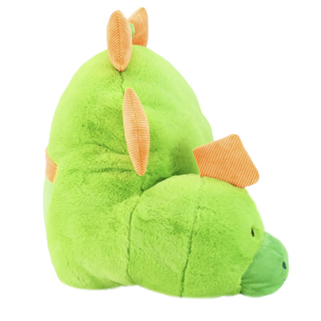 Soft Landing | Nesting Nooks | Premium Character Backrest with Carrying Handle & Back Pocket – Plush Dinosaur Backrest Green/Orange 14" x 26" x 16"