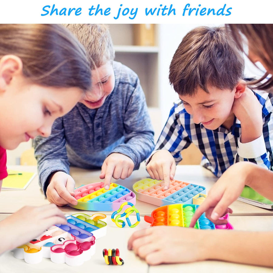 IDJWVU Pop Fidget Toys 3 Packs,Silicone Push Popper Bubble Sensory Toy, Stress Anxiety Restless Reliever Decompression Squeeze Toy for Stressed Fidgety Autism ASD Autistic ADHD Fidget Bulk for Girls