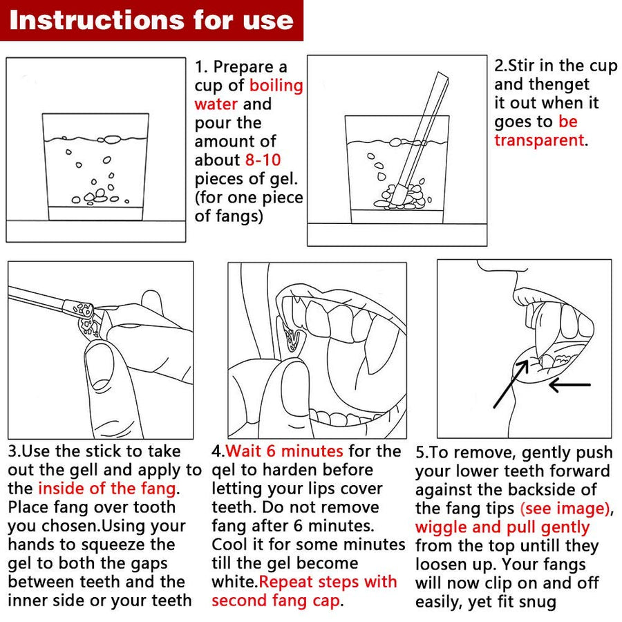 CPSYUB Cosplay Vampire Fangs, Cosplay Accessories Halloween Party Prop Decoration Fake Vampire Teeth, Werewolf Fangs Vampire Dentures for Kids / Adults (3 Pairs)