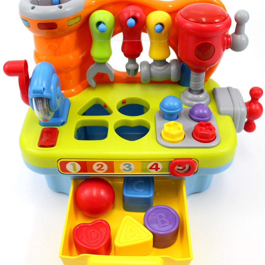 CifToys Musical Learning Workbench Toy for Kids Construction Work Bench Building Tools with Sound Effects & Lights Engineering Pretend Play