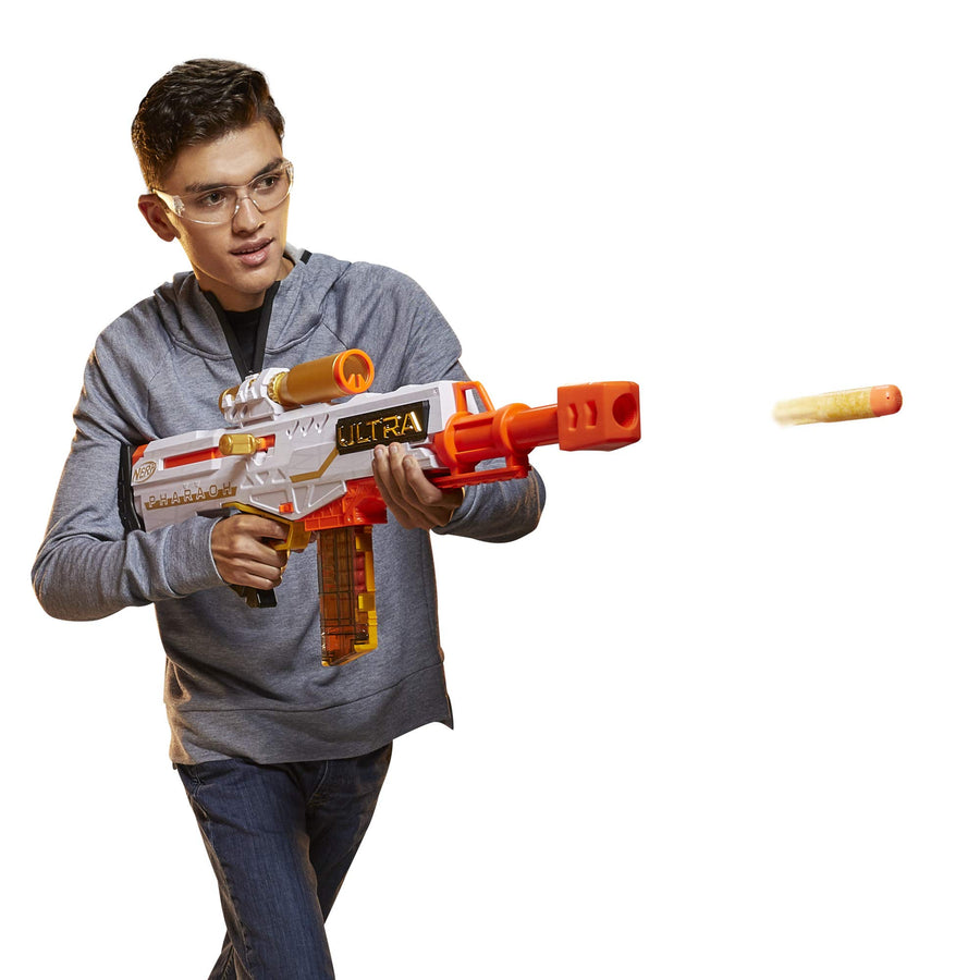 NERF Ultra Pharaoh Blaster with Premium Gold Accents, 10-Dart Clip, 10 Ultra Darts, Bolt Action, Compatible Only Ultra Darts