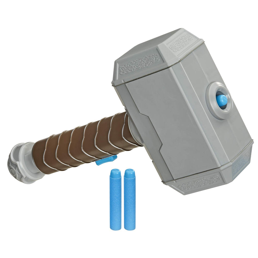 Avengers NERF Power Moves Marvel Thor Hammer Strike Hammer NERF Dart-Launching Toy for Kids Roleplay, Toys for Kids Ages 5 and Up