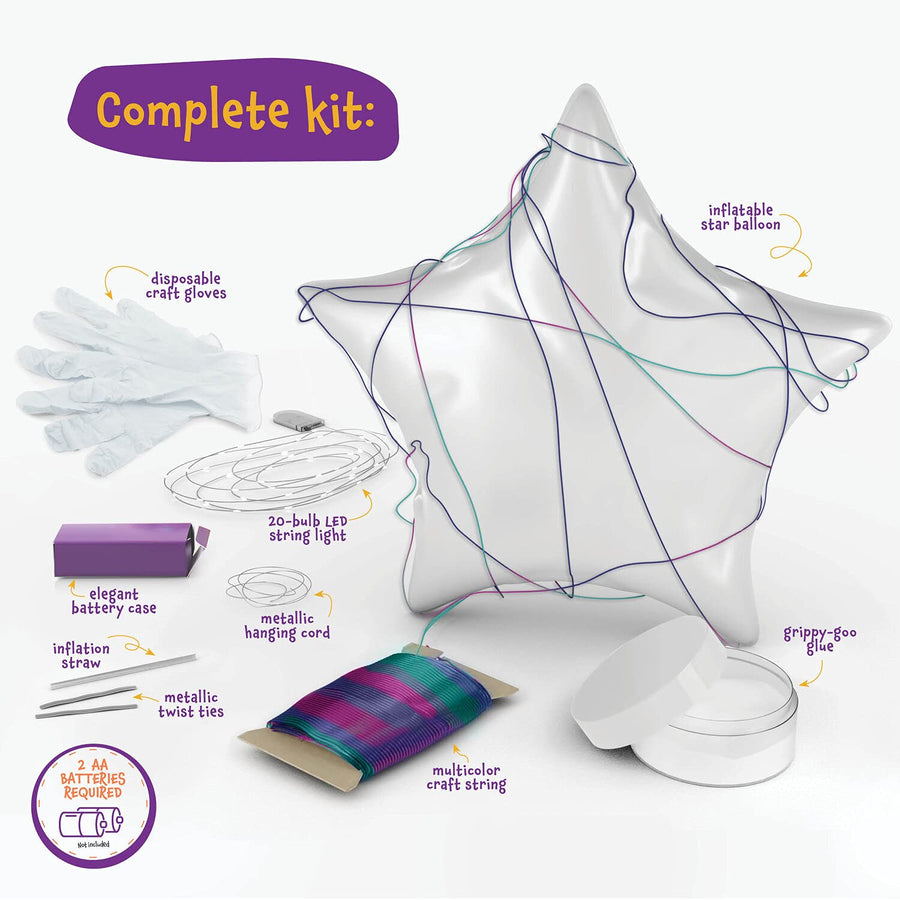 3D String Art Kit for Kids - Makes a Light-Up Star Lantern with 20 Multi-Colored LED Bulbs - Kids Gifts - Crafts for Girls and Boys Ages 8-12 - DIY Arts & Craft Kits for 8, 9, 10, 11, 12 Year Old Girl