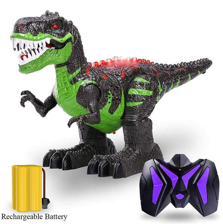 TEMI 8 Channels 2.4G Remote Control Dinosaur for Kids Boys Girls, Electronic RC Toys Educational Walking Tyrannosaurus Rex with Lights and Sounds Powered by Rechargeable Battery, 360° Rotation Stunt