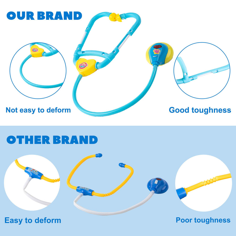 Durable Doctor Kit for Kids, 23 Pieces Pretend Play Educational Doctor Toys, Dentist Medical Kit with Stethoscope Doctor Role Play Costume, Doctor Set Toys for Toddler Boys Girls 3 4 5 6 7 8 Years Old