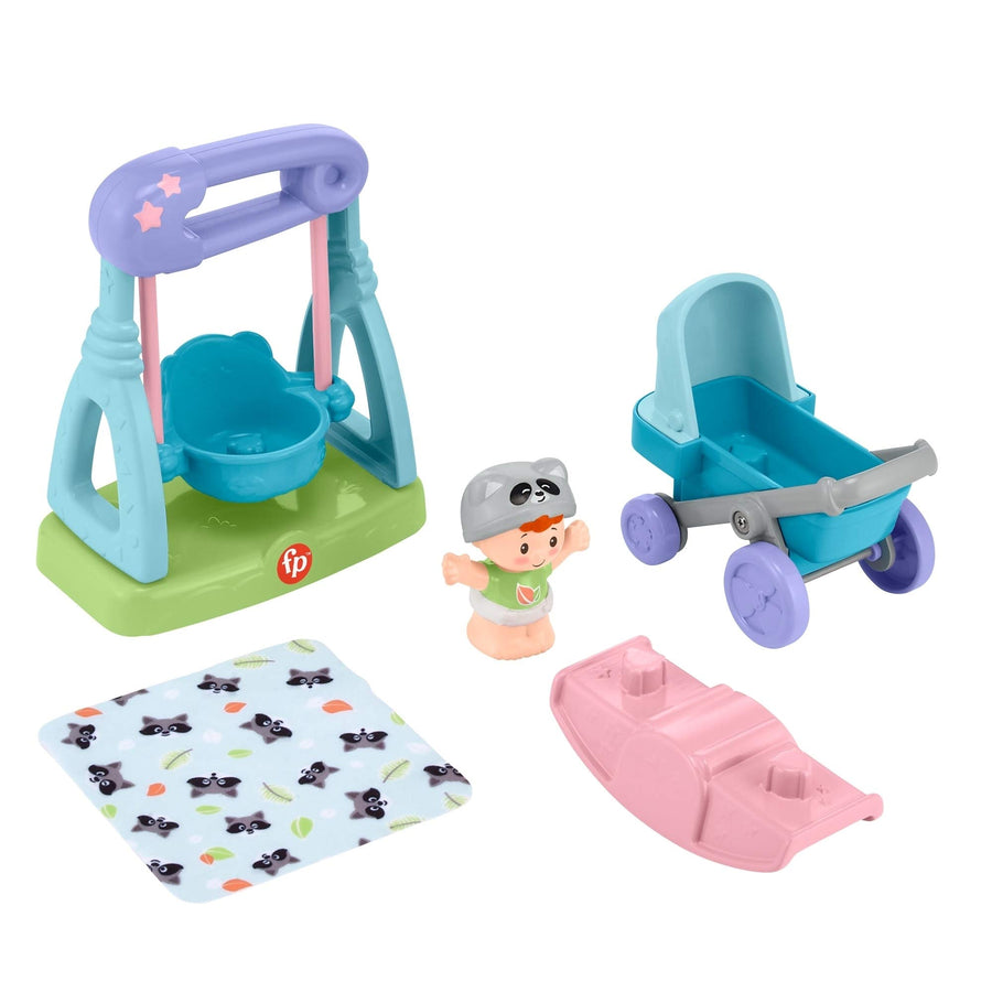 Fisher-Price Little People Swing & Stroll Babies Play Set with Figure and Pretend Outdoor Toys for Toddlers and Preschool Kids