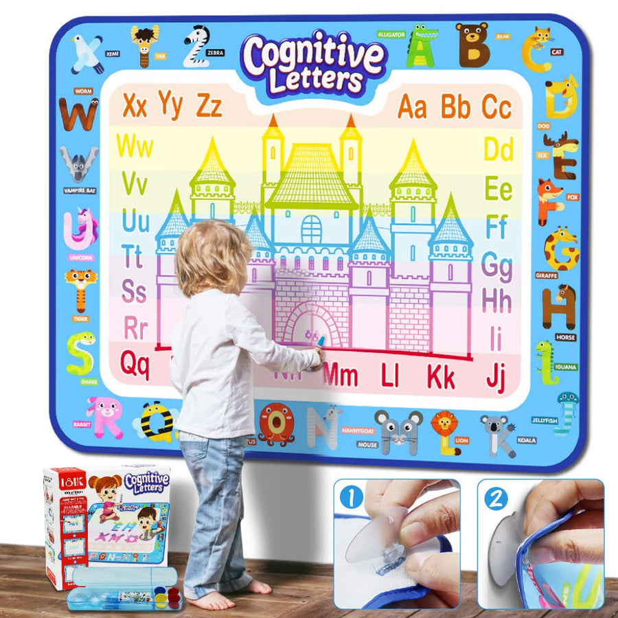Jasonwell Aqua Magic Doodle Mat 40 X 32 Inches Extra Large Water Drawing Doodling Mat Coloring Mat Educational Toys Gifts for Kids Toddlers Boys Girls Age 3 4 5 6 7 8 Year Old